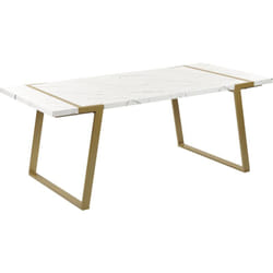 Table à Manger Effet Marbre et Doré 90 x 200 cm en mdf Glamour Moderne Martynika