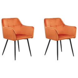Lot de 2 chaises en velours orange JASMIN