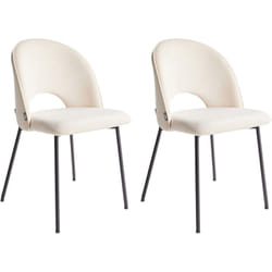 Beliani - Lot de 2 Chaises de Salle à Manger Rétro en Tissu Glamour Beige Covelo