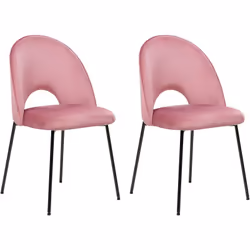 Lot de 2 Chaises de Salle à Manger Rétro en Velours Glamour Rose Covelo