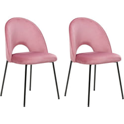 Lot de 2 Chaises de Salle à Manger Rétro en Velours Glamour Rose Covelo