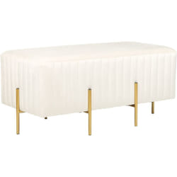 Banquette Intérieur Glamour avec Pieds Métal Dorés en Velours Crème Dayton