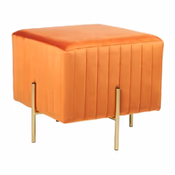 Pouf en velours orange 45 x 45 cm DAYTON