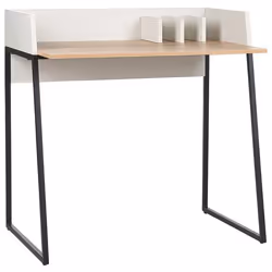 Bureau bois clair et blanc cassé 90 x 60 cm ANAH