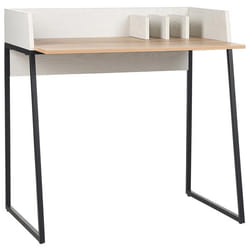 Bureau bois clair et blanc cassé 90 x 60 cm ANAH