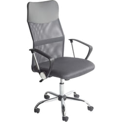 Beliani - Chaise de Bureau en Textile Ajouré et Cuir pu Grise Pivotante et Inclinable Design