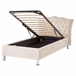 Lit simple en velours avec rangement 90 x 200 cm beige METZ