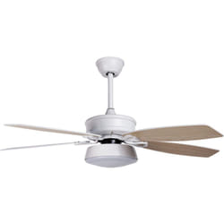 Ventilateur de Plafond Bois Clair et Blanc avec Lampe Contrôle à Distance Logan