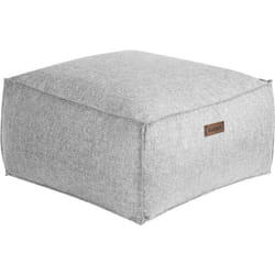 Pouf Ottoman Rectangulaire en Polyester Rembourré Gris Accessoire Décoration Mukki
