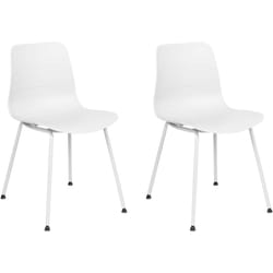 Lot 2 Chaises de Salle à Manger en Synthétique et Pieds Métal Blanc Loomis