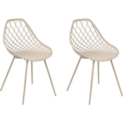 Lot de 2 Chaises de Repas en Matière Synthétique Beige Treillis Ajouré Canton II