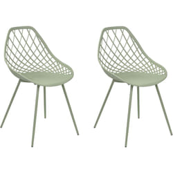 Lot de 2 Chaises de Repas en Matière Synthétique Vertes Treillis Ajouré Canton ii