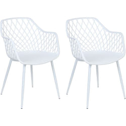 Lot de 2 Chaises de Repas en Matière Synthétique Blanches Treillis Ajouré Nashua ii
