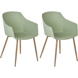 Lot de 2 Chaises de Repas en Matière Synthétique Vert Clair à Accoudoirs Fonda ii