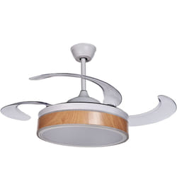 Ventilateur de Plafond avec Pales Rétractables Télécommande Lampe Blanc Fremont