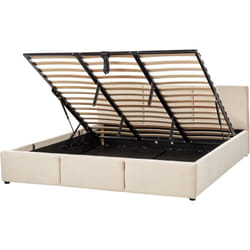 Lit Double Beige Clair en Velours 180 x 200 cm avec Coffre Sous le Sommier Bousse