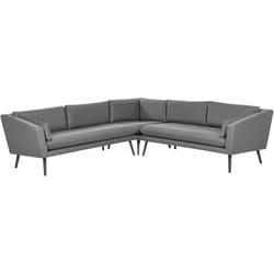 Salon de Jardin Gris en Tissu Polyester et Alu 5 Places avec Table Basse Loretello