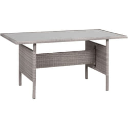 Table de Repas de Jardin en Rotin pe Gris et Plateau en Verre de Sécurité Viterbo