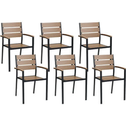 Lot de 6 Chaises de Jardin en Bois Clair Composite et Aluminium Noir Vernio