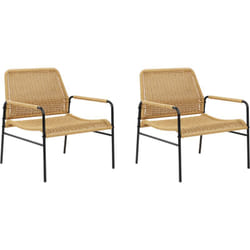 Lot de 2 Chaises de Jardin Modernes en Polyotin Naturel et Métal Noir Prasimo