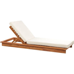 Transat de Jardin Inclinable en Bois d'Acacia Clair avec Coussins Blanc Cassé Granari