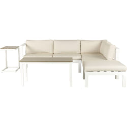Beliani - Canapé Extérieur 5 places avec Table Structure Blanche et Coussins Beige Messina