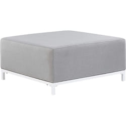 Ottoman pour Intérieur et Extérieur en Tissu Gris Clair et Pieds Blancs Rovigo