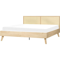 Lit Boho au Design Minimaliste en Contreplaqué 180 x 200 cm Bois Clair Monpazier