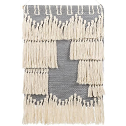 Beliani - Déco Murale Boho Tissée à la Main avec Pompons en Coton Beige et Gris Mahri