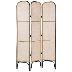 Beliani - Paravent Moderne Déco avec 3 Panneaux Pliants en Rotin Naturel et Noir Potenza