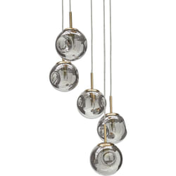Lustre Transparent et Cuivré en Verre Rond Design Moderne 5 Ampoules Ralfes