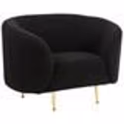 Fauteuil en tissu bouclé noir et doré LOEN