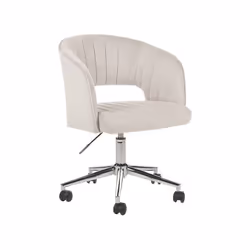 Chaise de bureau en velours beige KATONAH