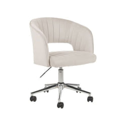 Chaise de bureau en velours beige KATONAH