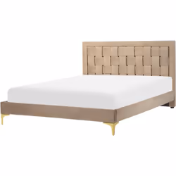 Lit tapissé glamour. Ajoutez de l'élégance à votre chambre à coucher avec ce lit tapissé en velours doux de haute qualité. Le ...