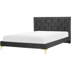 Beliani - Lit Double Glamour avec Sommier 140 x 200 cm en Velours Tapissé Noir Limoux