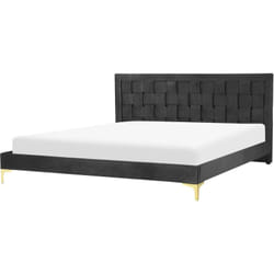 Beliani - Lit Double Glamour avec Sommier 180 x 200 cm en Velours Tapissé Noir Limoux