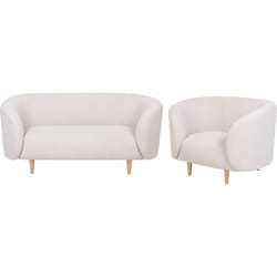 Beliani - Ensemble de Salon 3 Places Canapé et Fauteuil Tissu Beige Pieds Dorés Loen