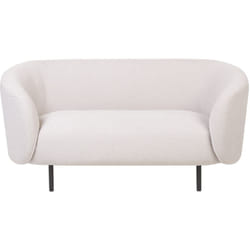 Canapé 2 Places Tissu Beige Pieds Noirs Dossier et Accoudoirs Unis Loen