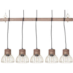 Beliani - Lampe Suspendue Boho Plafonnier Pendant en Métal Cuivré et Bois Clair Varada