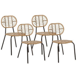 Lot de 4 chaises de jardin en polyrotin naturel PRATELLO