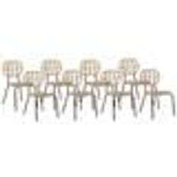 Lot de 8 chaises de jardin en polyrotin naturel PRATELLO