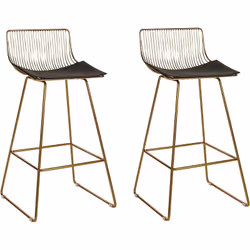 Ensemble de 2 sièges de bar. Fabriqué en métal renforcé et orné d'une finition dorée brillante, ce lot de chaises de bar est  ...