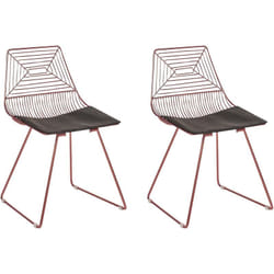 Beliani - Lot de 2 Chaises de Salle à Manger en Métal Rose Doré et Assise Cuir pu Beatty