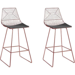 Lot de 2 Chaises Design de Bar en Métal Rose Doré et Assise Cuir pu Bisbee