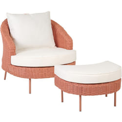 Beliani - Fauteuil de Jardin avec Ottoman Repose Pieds en Rotin pe RoseArcille