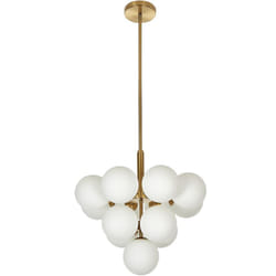 Lampe Pendante de Plafond à 13 lumières Moderne Glam Chandelier Abat-jour en Verre Blanc Base en métal en Laiton Birrie