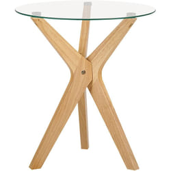 Table d'Appoint en Verre de Sécurité et Bois d'Hévéa Laqué Clair Scandinave Valley