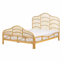 Lit double en rotin 140 x 200 cm bois clair DOMEYROT