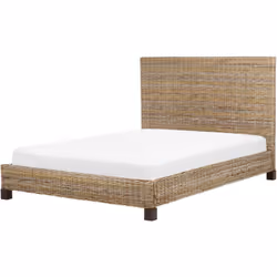 Lit boho avec tête de lit en rotin. Apportez la nature dans votre chambre avec ce lit à sommier. Il est fabriqué à la main à  ...